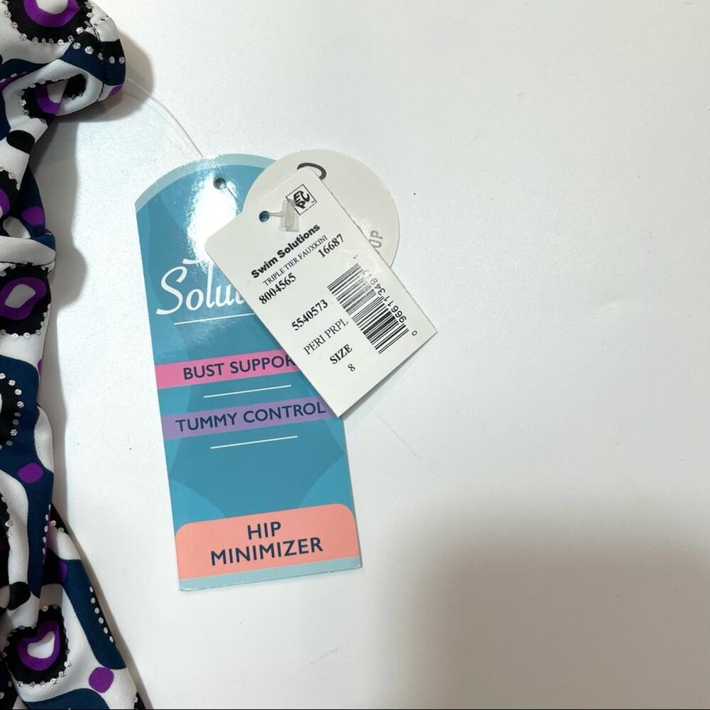 Swim Solution Tired one pice swim suit Sz 8 - Picture 3 of 8